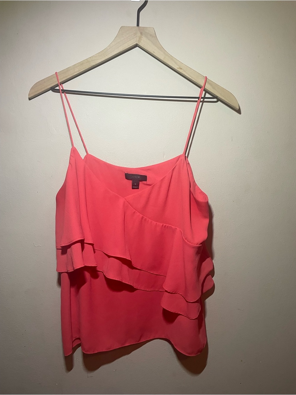 J. Crew Coral Ruffle Spaghetti-Strap Cami
